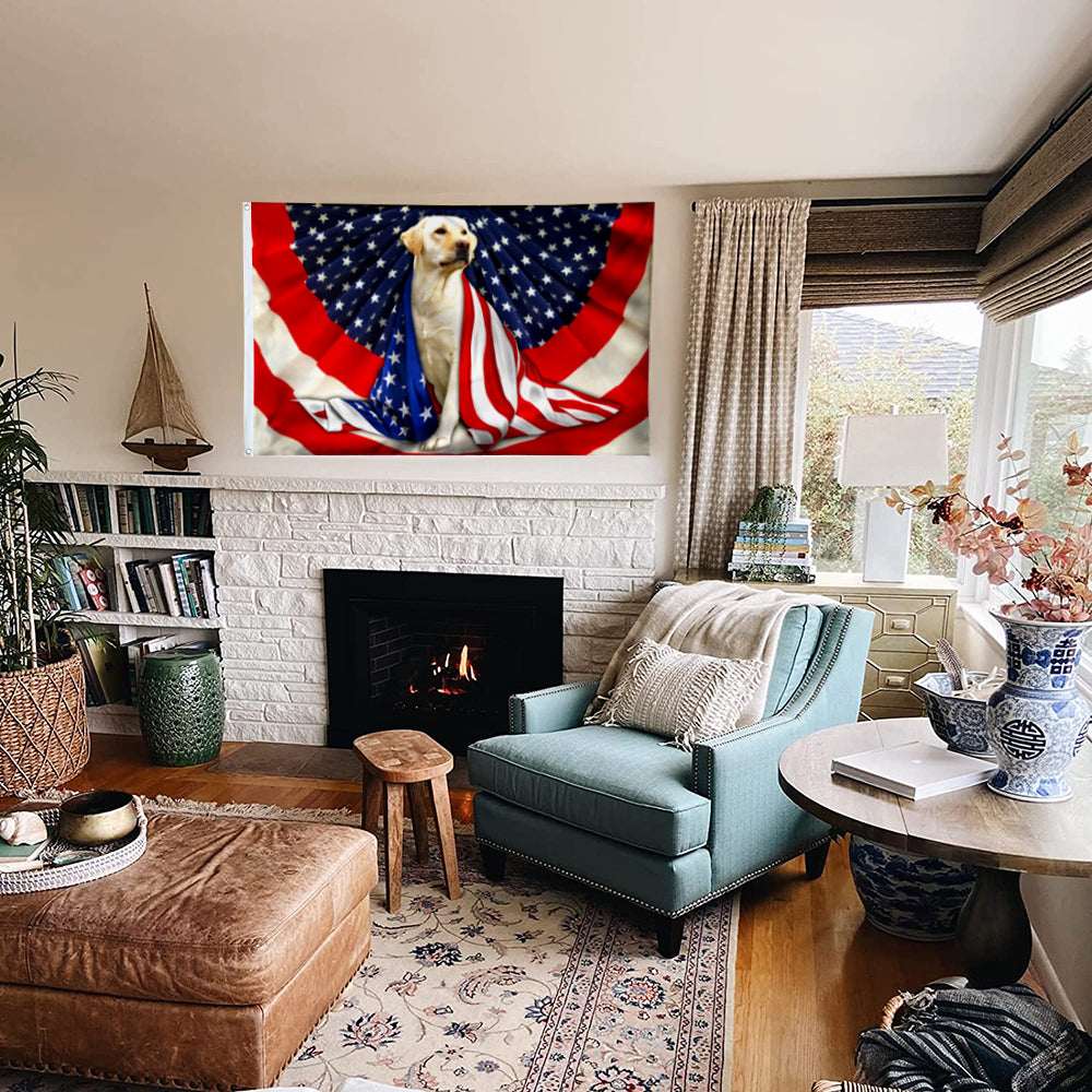 Fyon Labrador Retriever Patriotic Dog Bunting American Flag 41422 Indoor and outdoor banner
