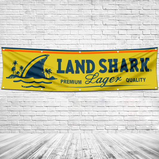 Fyon Land Shark Lager Beer Flag Banner 2x8 Feet