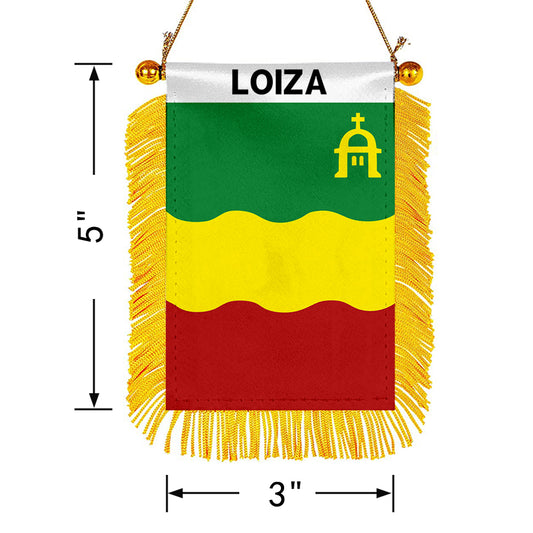 Loíza, Puerto Rico Flag Mini Car Rearview Mirror Flag Banner - 2PC