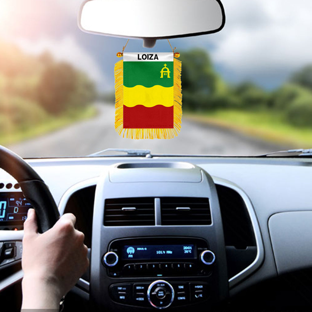 Loíza, Puerto Rico Flag Mini Car Rearview Mirror Flag Banner - 2PC