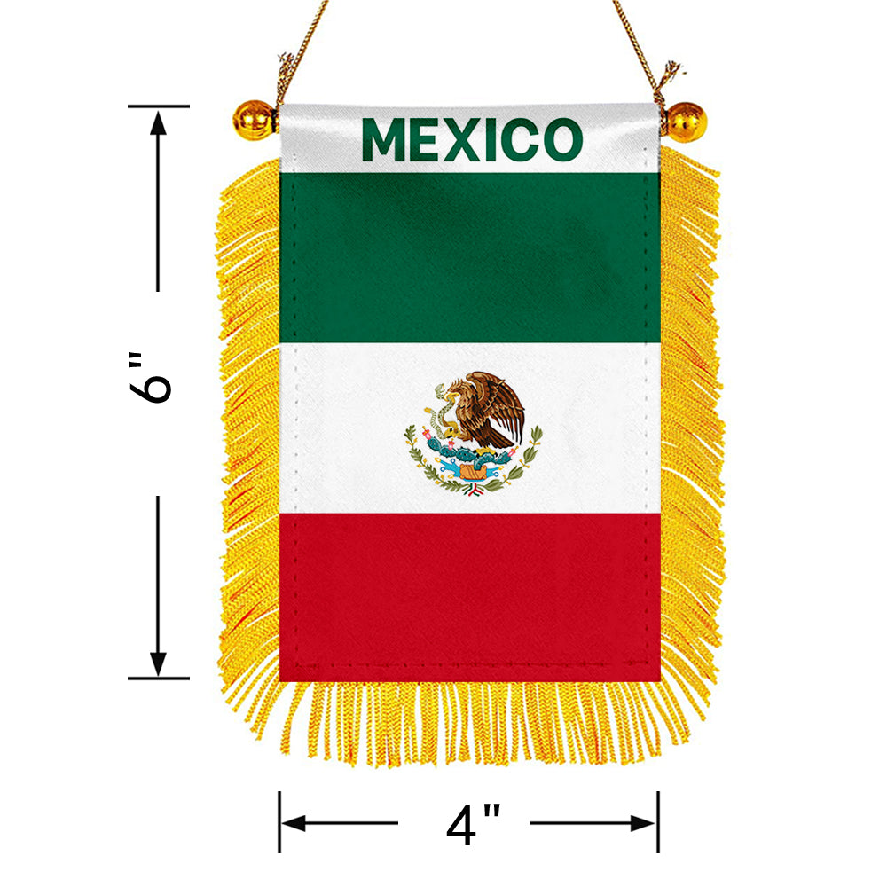 Mexico Mini Car Rearview Mirror Flag Banner - 2PC