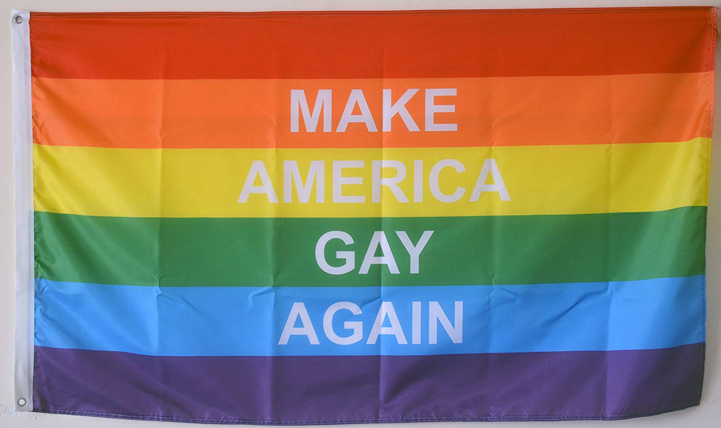 Make America Gay Again Rainbow Gay Pride Flag Banner Man Cave
