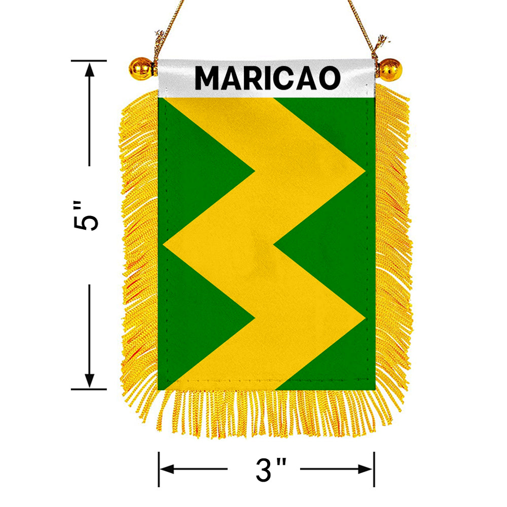 Maricao, Puerto Rico Flag Mini Car Rearview Mirror Flag Banner - 2PC