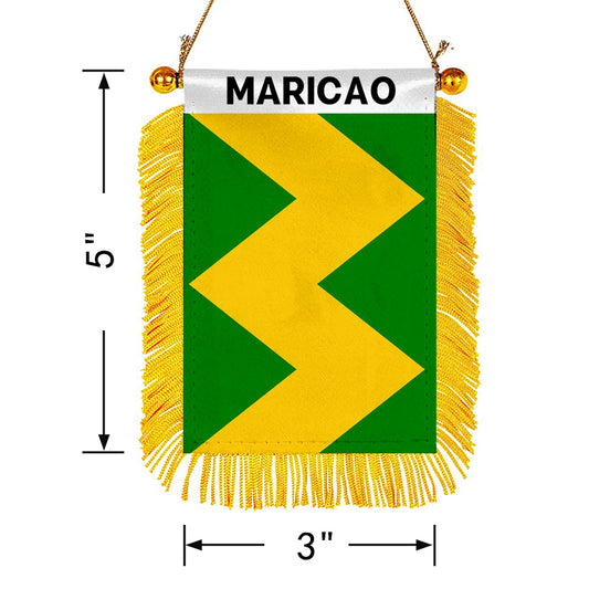 Maricao, Puerto Rico Flag Mini Car Rearview Mirror Flag Banner - 2PC