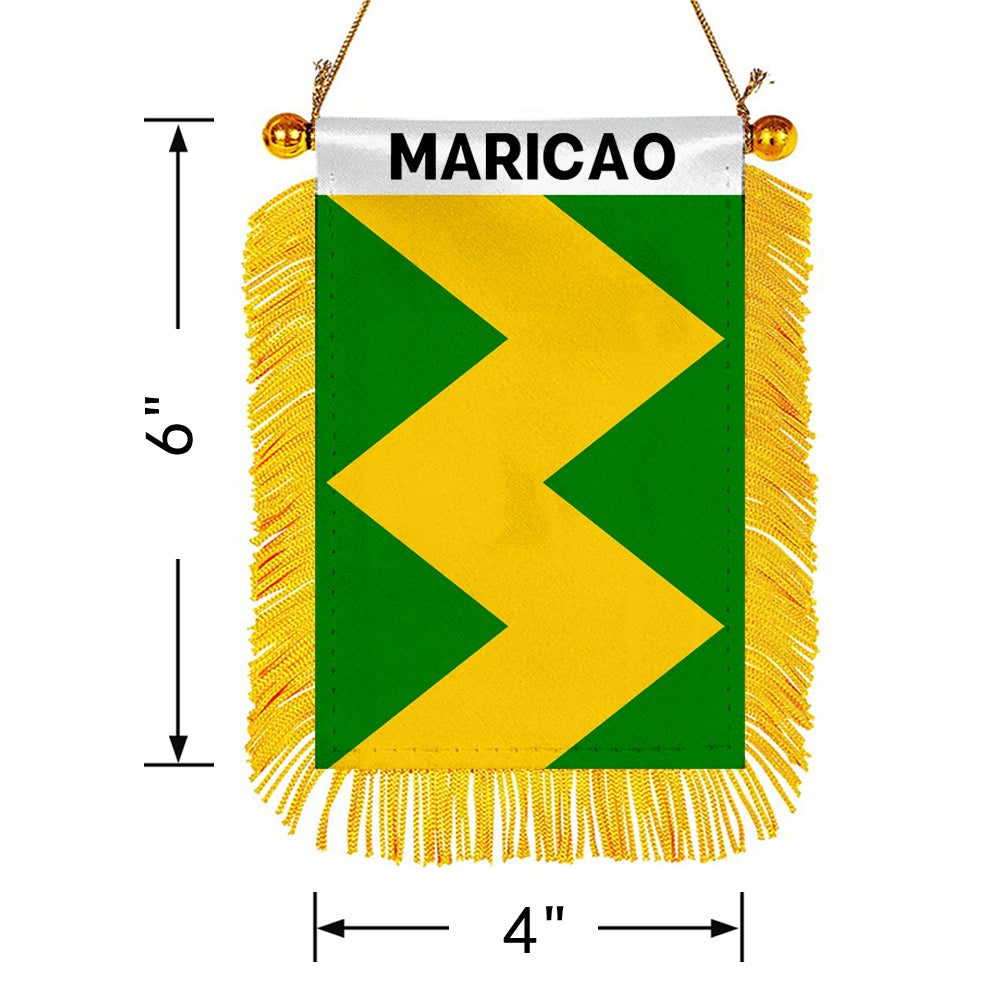 Maricao, Puerto Rico Flag Mini Car Rearview Mirror Flag Banner - 2PC