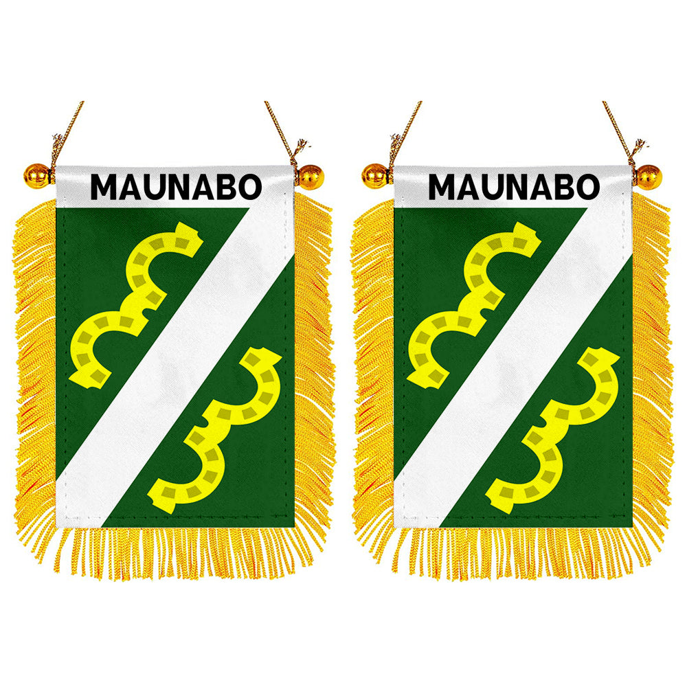 Maunabo, Puerto Rico Flag Mini Car Rearview Mirror Flag Banner - 2PC