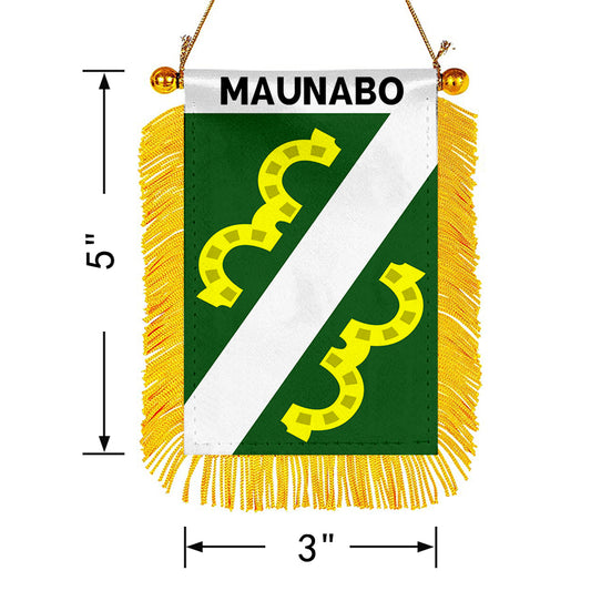 Maunabo, Puerto Rico Flag Mini Car Rearview Mirror Flag Banner - 2PC