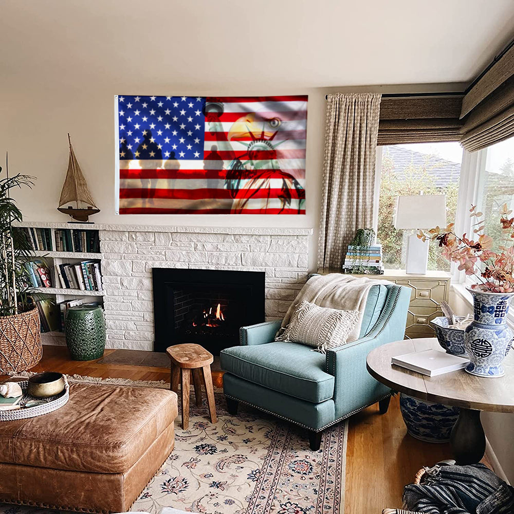Fyon Memorial Day. American Eagle Freedom Independence Day Flag 41709 Indoor and outdoor banner