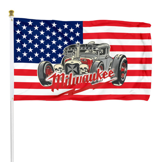 Fyon Milwaukee tools decal red rat rod mechanic anner Flag Banner