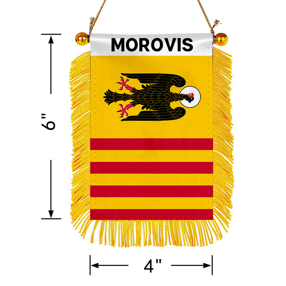 Morovis, Puerto Rico Flag Mini Car Rearview Mirror Flag Banner - 2PC