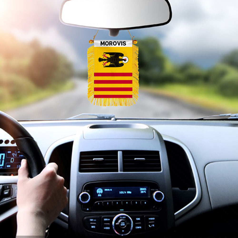 Morovis, Puerto Rico Flag Mini Car Rearview Mirror Flag Banner - 2PC