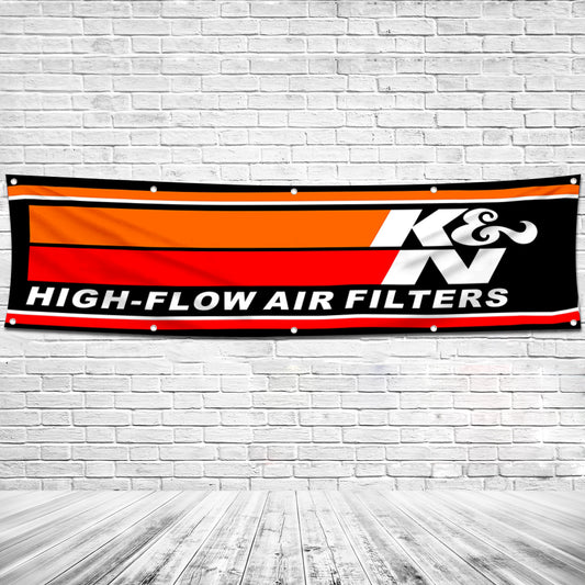 Fyon Motorcycles Air filters Garage shop Decor Banner Works for KN Flag 2x8 Feet
