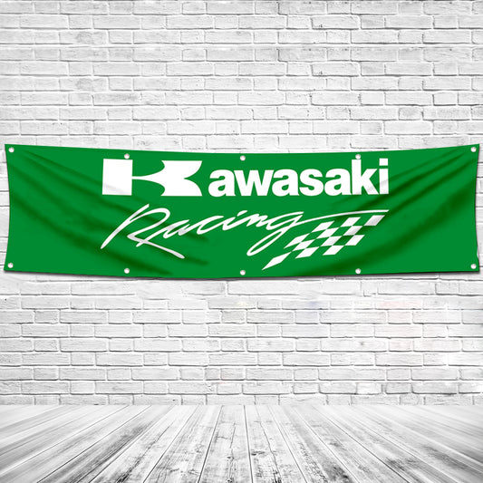 Fyon Motorcycles Garage Shop Banner Works for Kawasaki Racing Flag 2x8 Feet