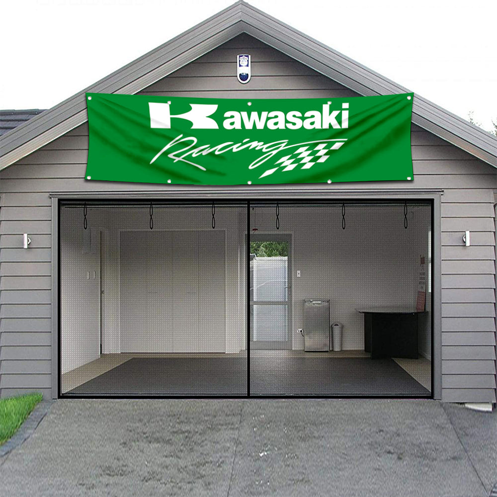 Fyon Motorcycles Garage Shop Banner Works for Kawasaki Racing Flag 2x8 Feet