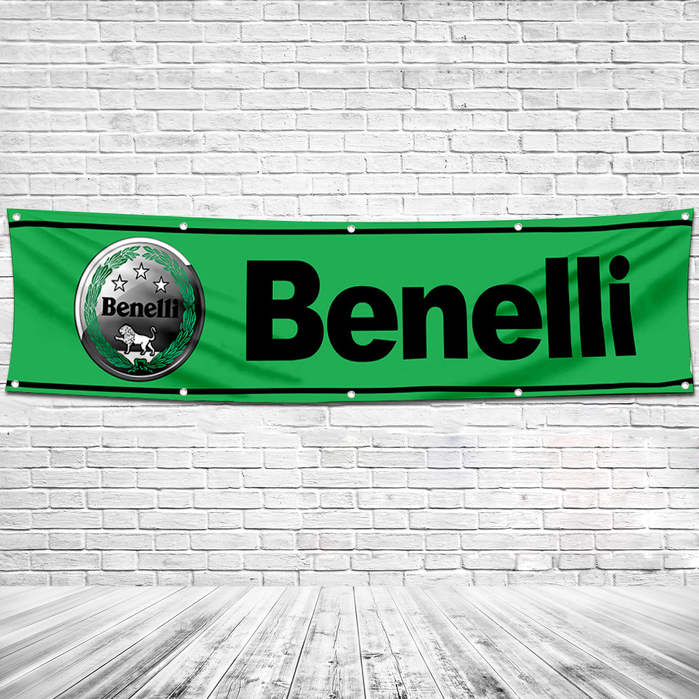 Fyon Motorcycles Garage Shop Decor Banner Works for Benelli Flag Green 2x8 Feet
