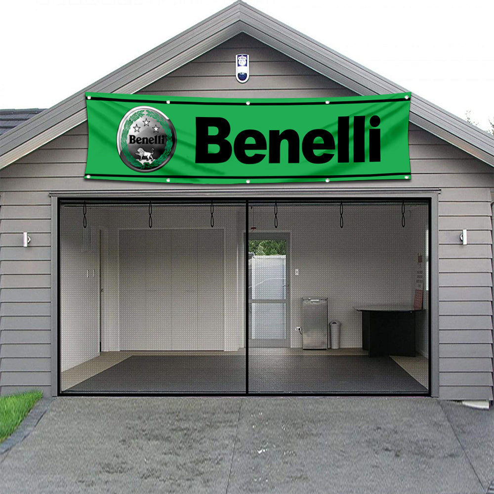 Fyon Motorcycles Garage Shop Decor Banner Works for Benelli Flag Green 2x8 Feet