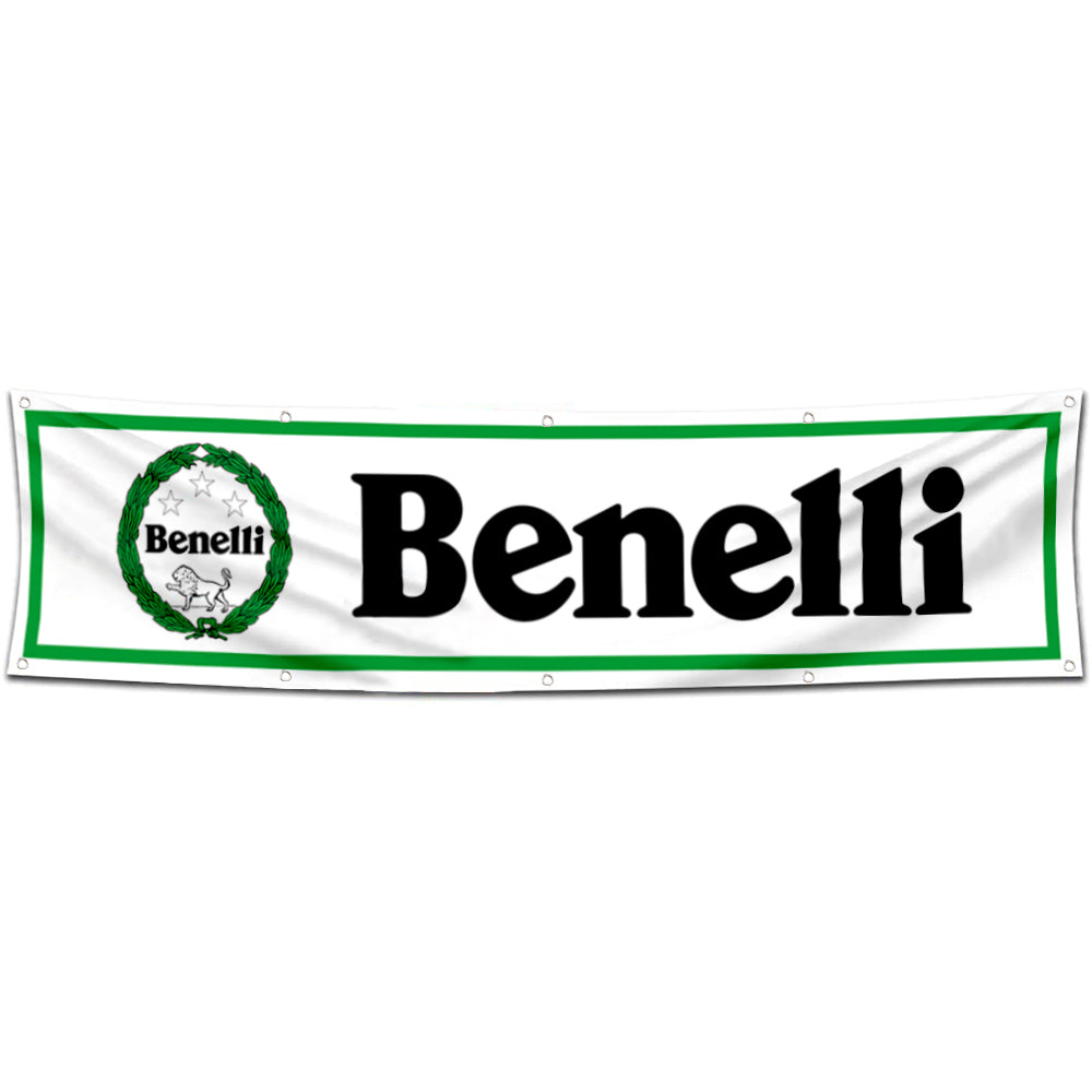 Fyon Motorcycles Garage Shop Decor Banner Works for Benelli Flag White 2x8 Feet
