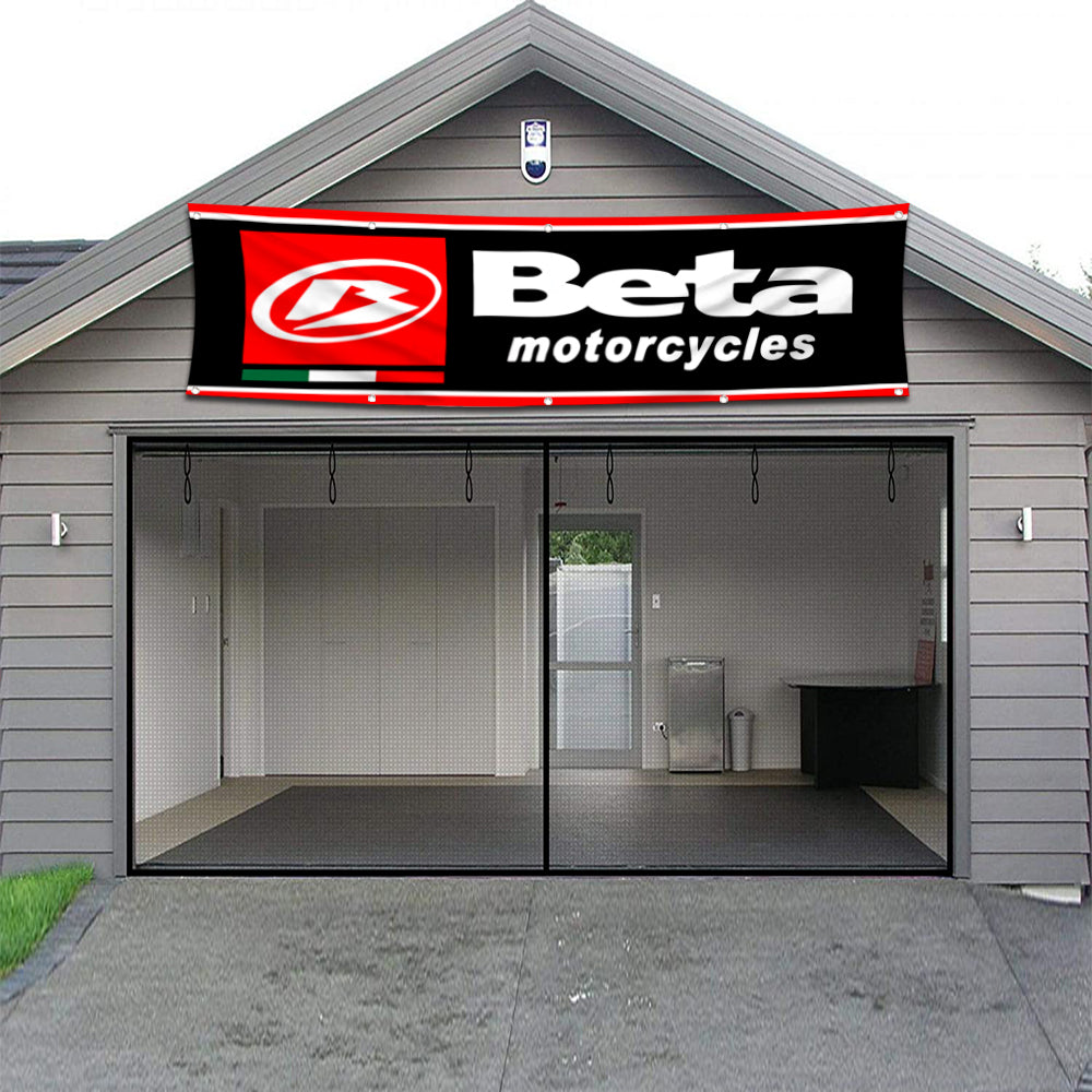 Fyon Motorcycles Garage Shop Decor Banner Works for Beta Flag Black 2x8 Feet