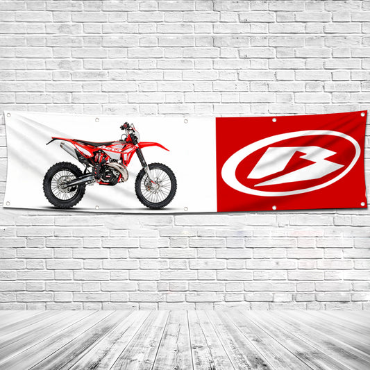 Fyon Motorcycles Garage Shop Decor Banner Works for Beta Flag White 2x8 Feet