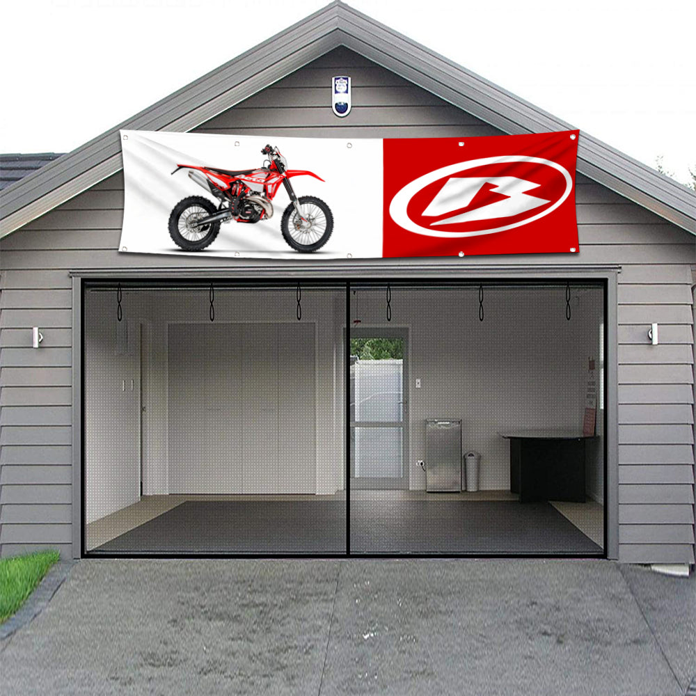 Fyon Motorcycles Garage Shop Decor Banner Works for Beta Flag White 2x8 Feet
