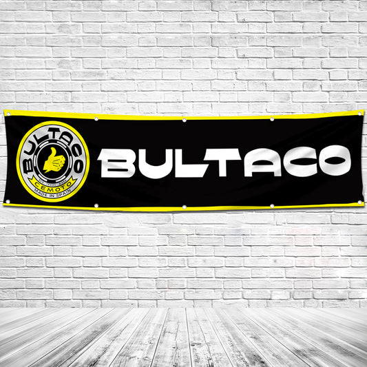 Fyon Motorcycles Garage Shop Decor Banner Works for Bultaco Flag 2x8 Feet