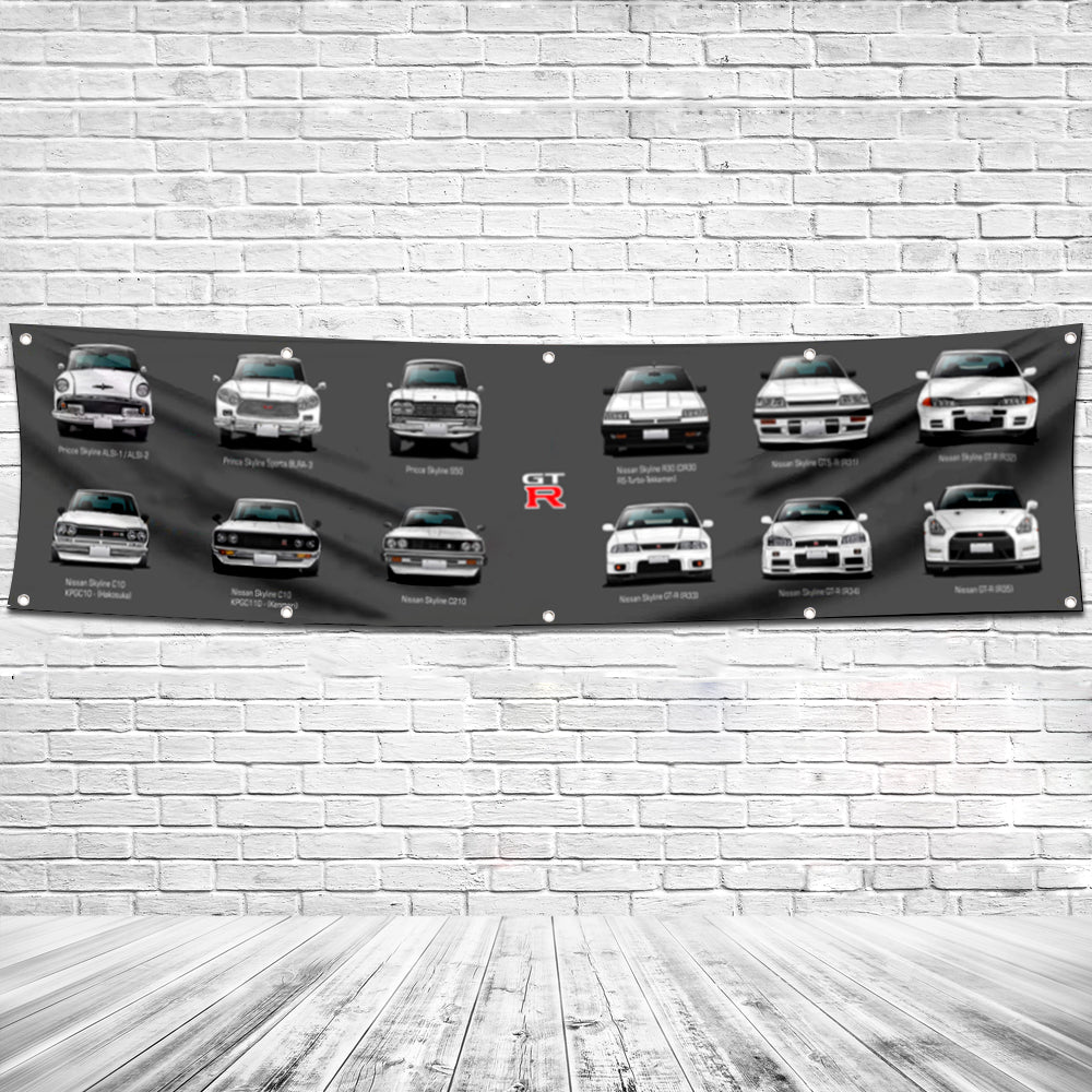 Fyon Motorcycles Garage Shop Decor Banner Works for GTR Skyline Evolution Flag 2x8 Feet