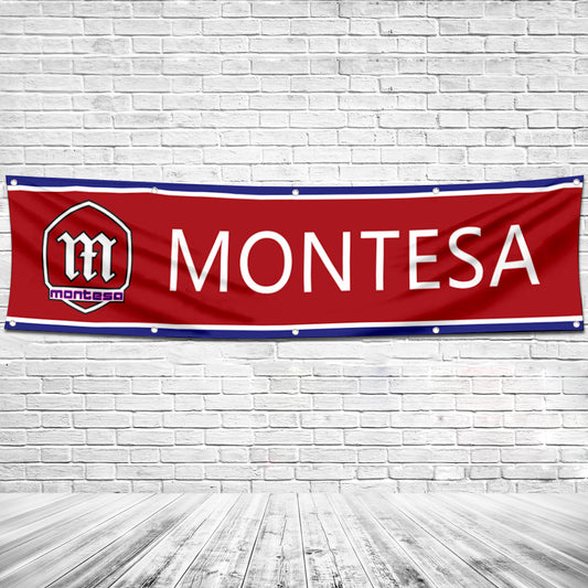 Fyon Motorcycles Garage Shop Decor Banner Works for Montesa Flag Red 2x8 Feet