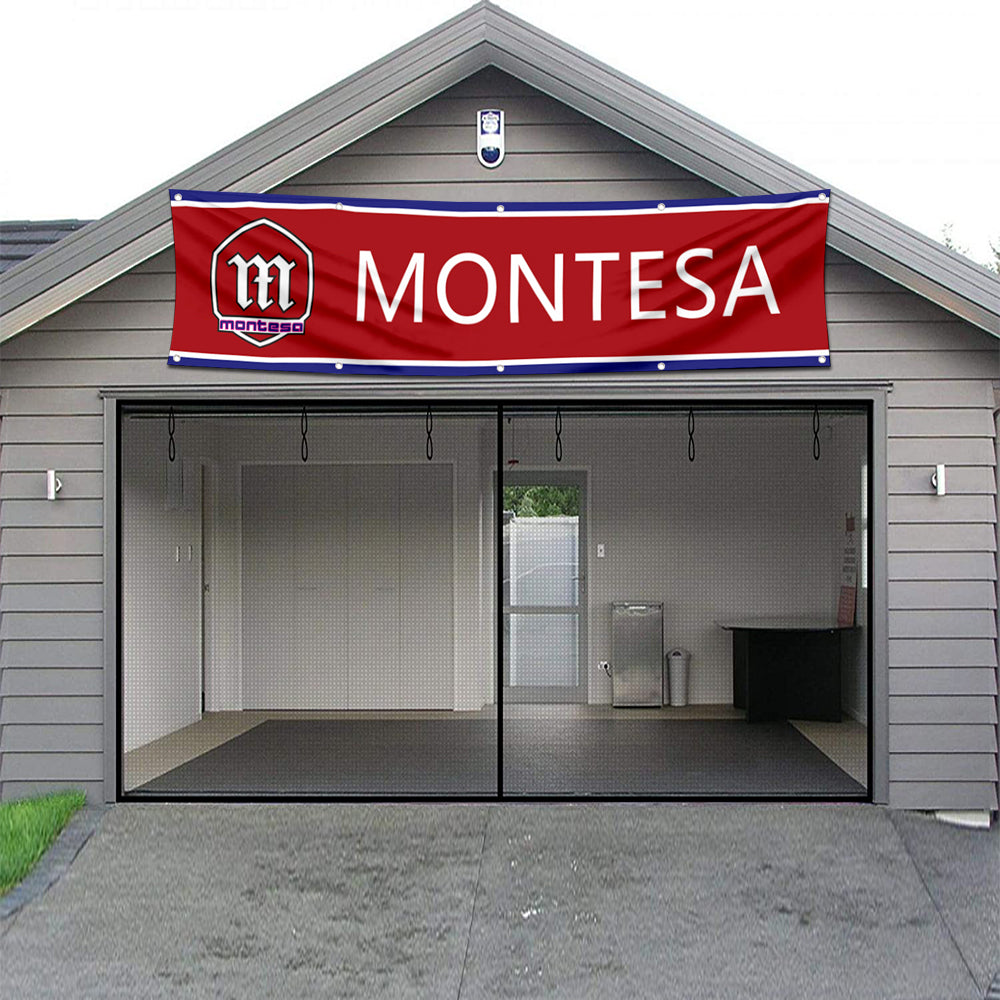 Fyon Motorcycles Garage Shop Decor Banner Works for Montesa Flag Red 2x8 Feet