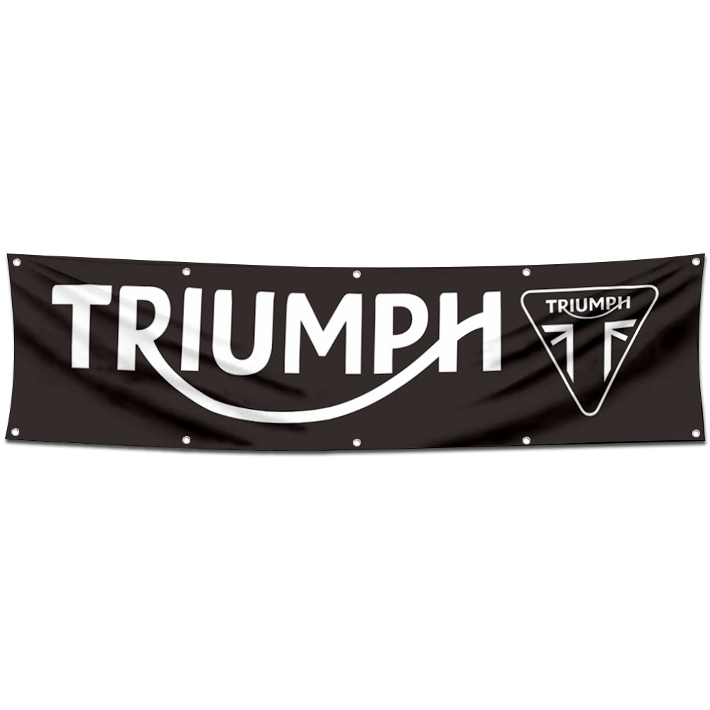 Fyon Motorcycles Garage Shop Decor Banner Works for Triumph Flag Black 2x8 Feet