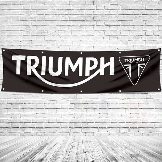 Fyon Motorcycles Garage Shop Decor Banner Works for Triumph Flag Black 2x8 Feet