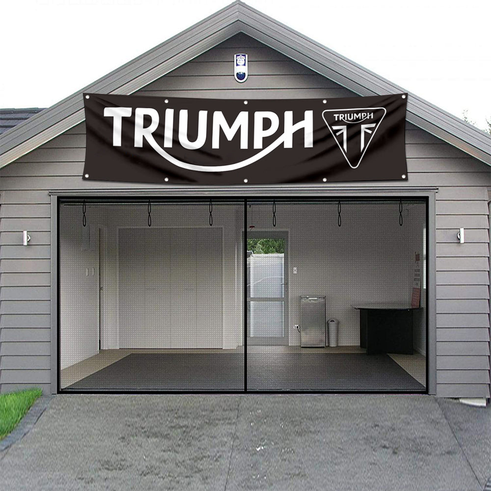 Fyon Motorcycles Garage Shop Decor Banner Works for Triumph Flag Black 2x8 Feet