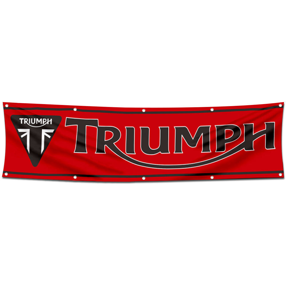 Fyon Motorcycles Garage Shop Decor Banner Works for Triumph Flag Red 2x8 Feet