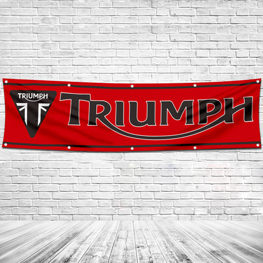 Fyon Motorcycles Garage Shop Decor Banner Works for Triumph Flag Red 2x8 Feet