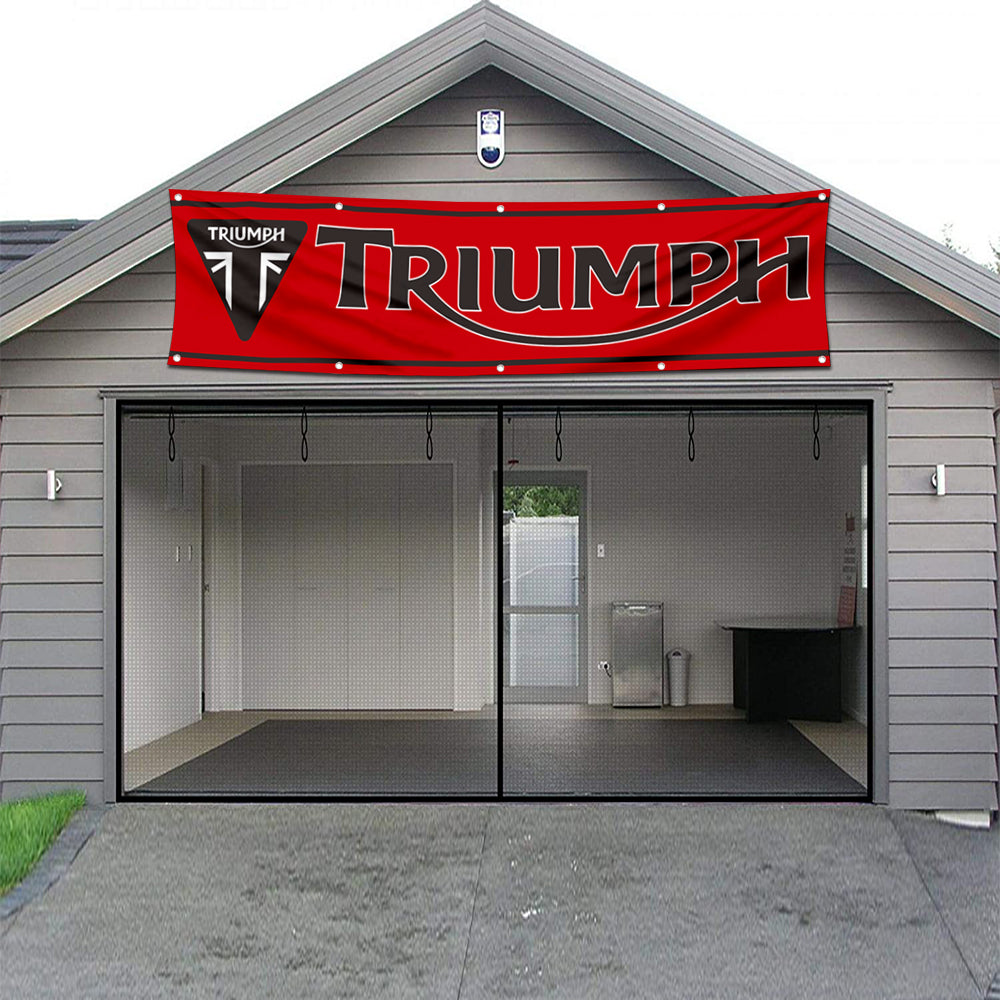 Fyon Motorcycles Garage Shop Decor Banner Works for Triumph Flag Red 2x8 Feet