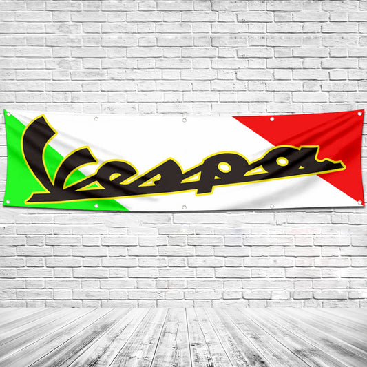 Fyon Motorcycles Garage Shop Decor Banner Works for Vespa Flag 2x8 Feet