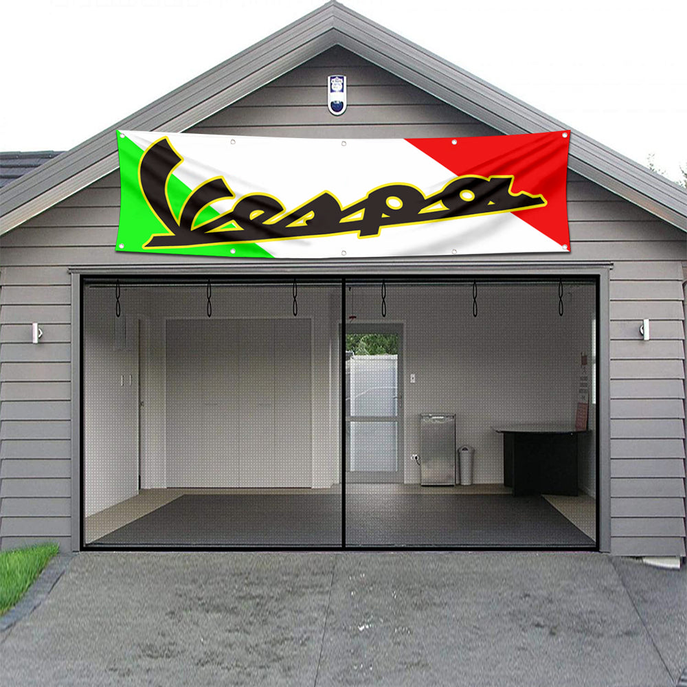 Fyon Motorcycles Garage Shop Decor Banner Works for Vespa Flag 2x8 Feet