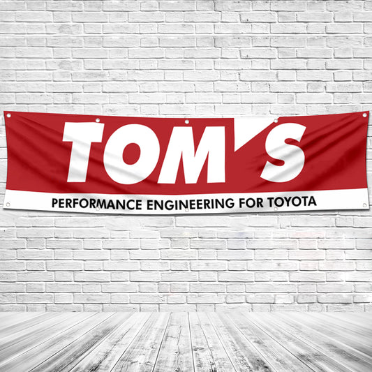 Fyon Motorsports Garage Shop Decor Banner Work for Toms Performance Engineering Flag 2x8 Feet