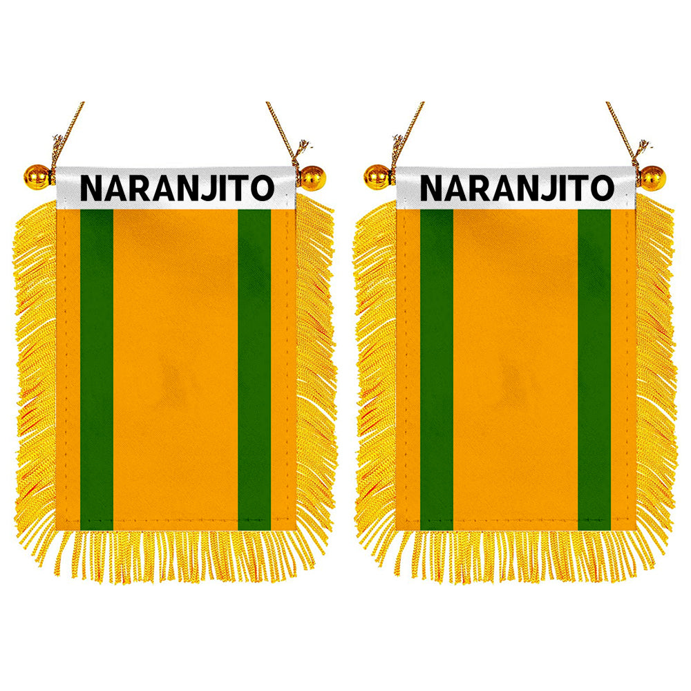 Naranjito, Puerto Rico Flag Mini Car Rearview Mirror Flag Banner - 2PC