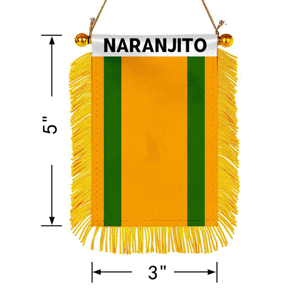 Naranjito, Puerto Rico Flag Mini Car Rearview Mirror Flag Banner - 2PC