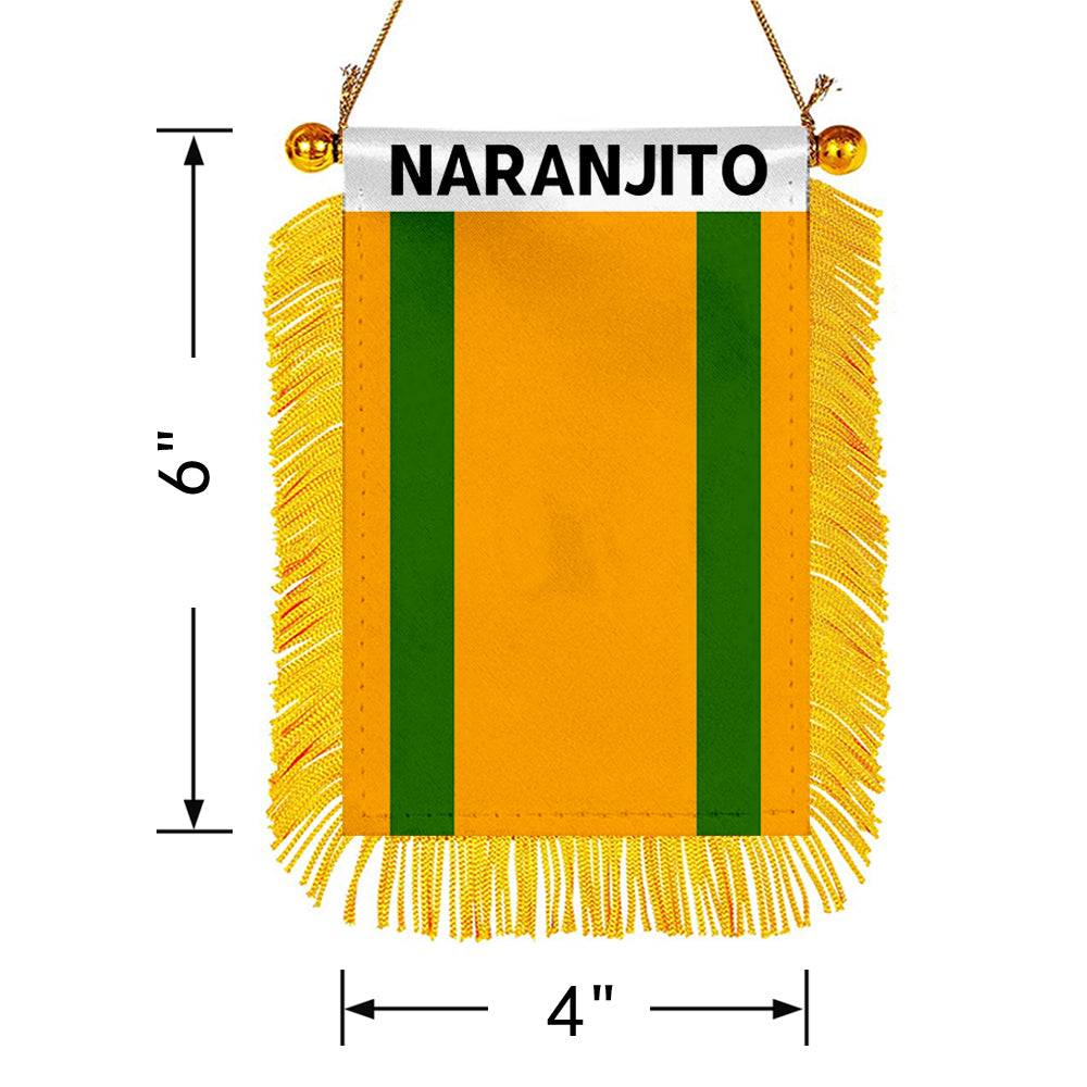 Naranjito, Puerto Rico Flag Mini Car Rearview Mirror Flag Banner - 2PC