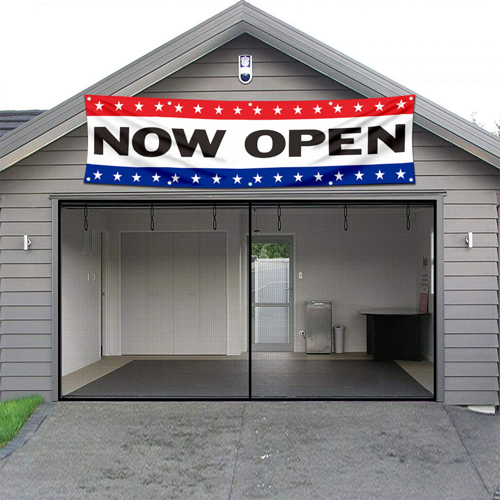 Fyon Now Open Garage Workshop Decor Banner Shop 2x8 Feet