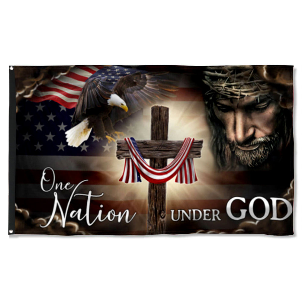 Fyon One Nation Under God. Christian Cross American Flag 41302 Indoor and outdoor banner