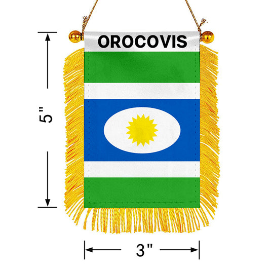 Orocovis, Puerto Rico Flag Mini Car Rearview Mirror Flag Banner - 2PC