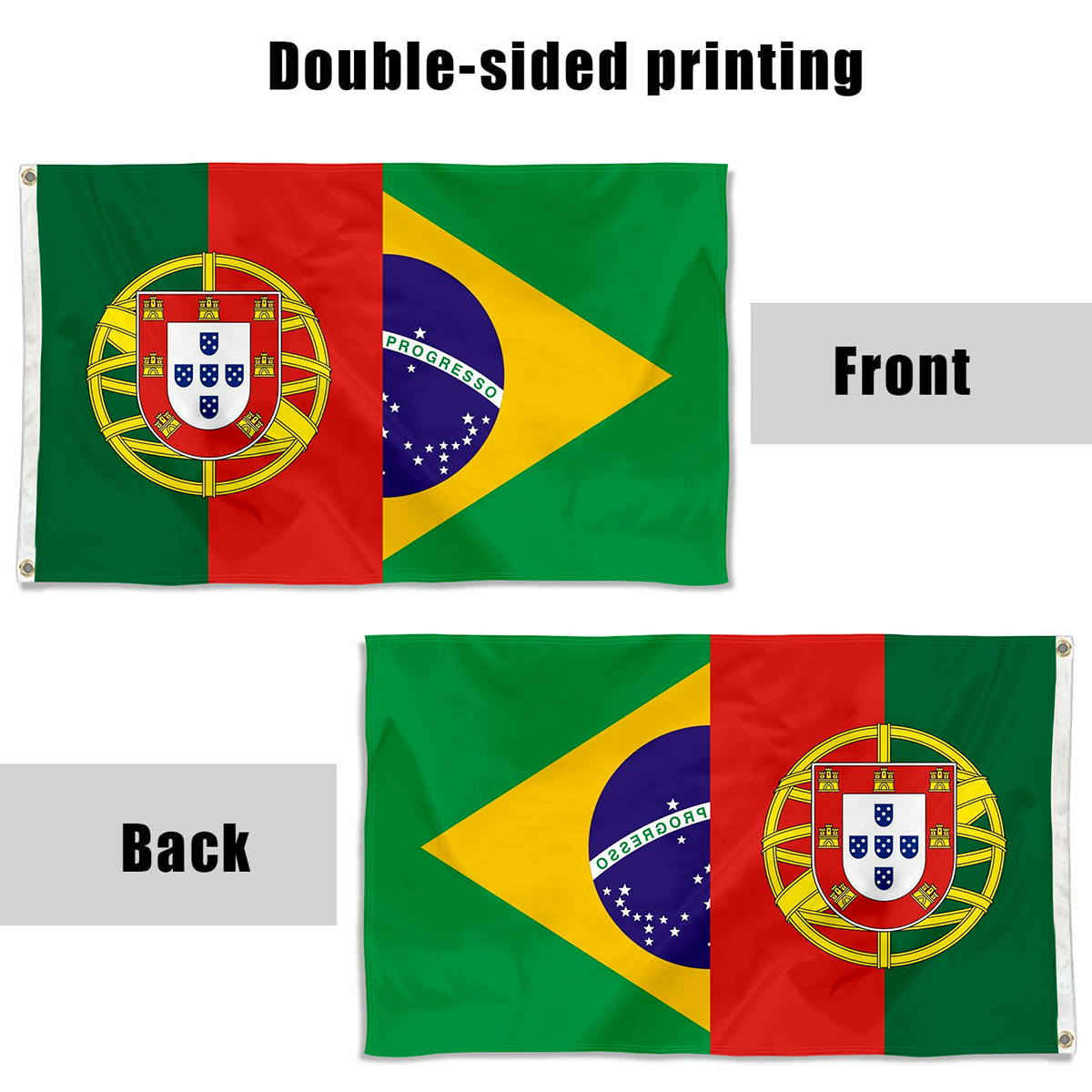 Fyon Overlapped Portugal and Brazil Flag Indoor and outdoor banner 33012