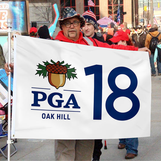 Fyon PGA OAK HILL Golf Flag White Indoor and outdoor banner