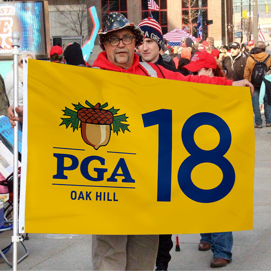 Fyon PGA OAK HILL Golf Flag Yellow Indoor and outdoor banner