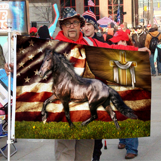 Fyon Patriotic Faith Horse American Flag 41749 Indoor and outdoor banner