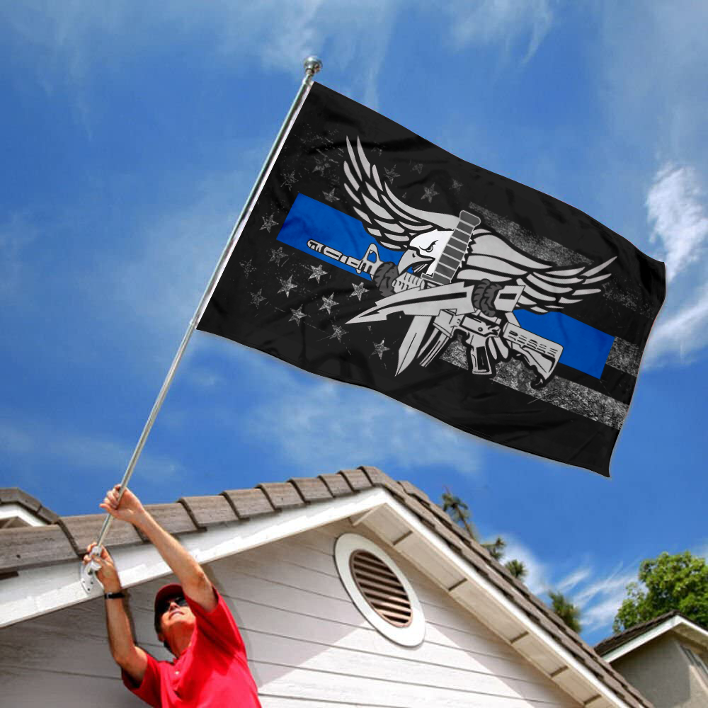 Fyon Police Swat Thin Blue Line Decal Flag Indoor and outdoor banner 2240808