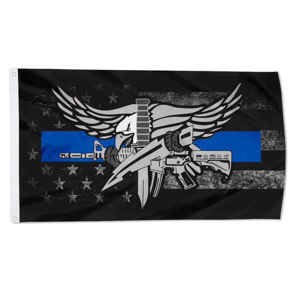 Fyon Police Swat Thin Blue Line Decal Flag Indoor and outdoor banner 2240808