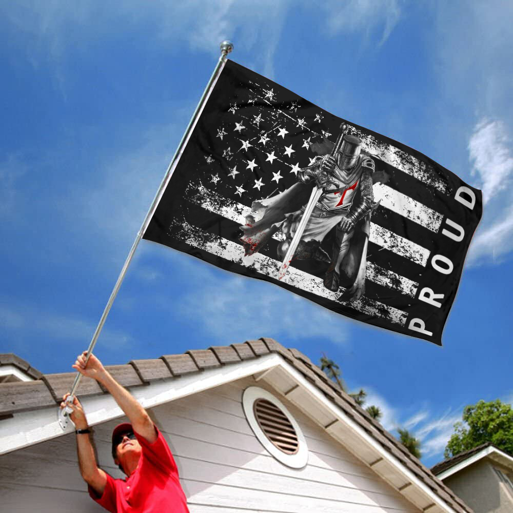 Fyon Proud American Flag with Templar Knights Flag Indoor and outdoor banner 2240809